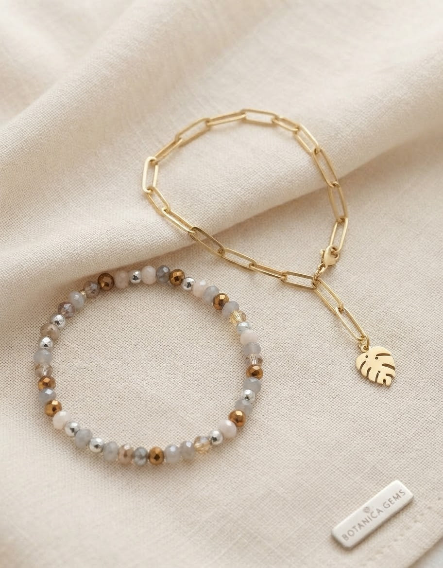 endlos Armkette Monstera - Büroklammerarmband endlos mit Monsteraanhänger