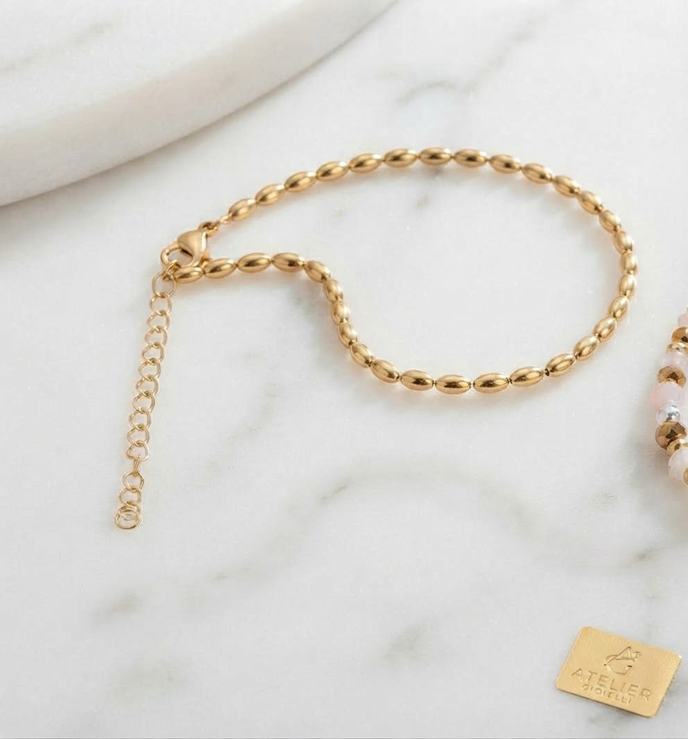 Armkette gold Gliederkette Perlen - Basicarmband perfekt zum Kombinieren