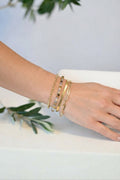 Armbandset 'M' - gold und braune Kombination aus Gliederketten und Perlenarmband