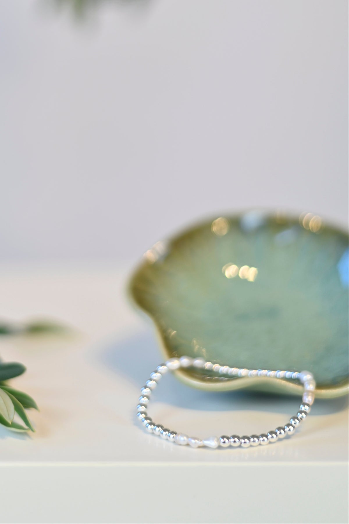 Armbandset 'J' - silber/türkis mit Süßwasserperlen als Highlight