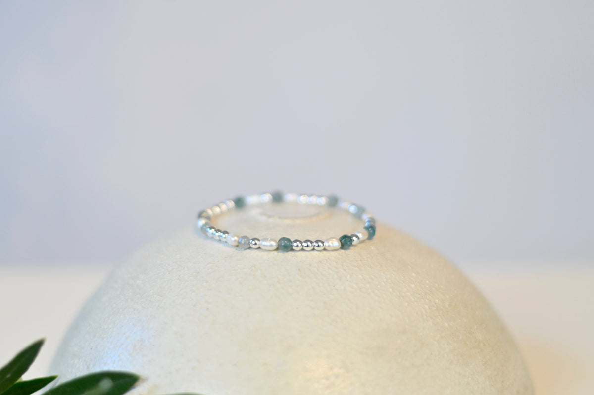 Armband silber türkis mit Süßwasserperlen Highlights