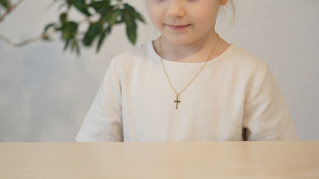 Kinderkette/Halskette Kreuz - Geschenk Erstkommunion/Taufe/Glück/Gottes Segen