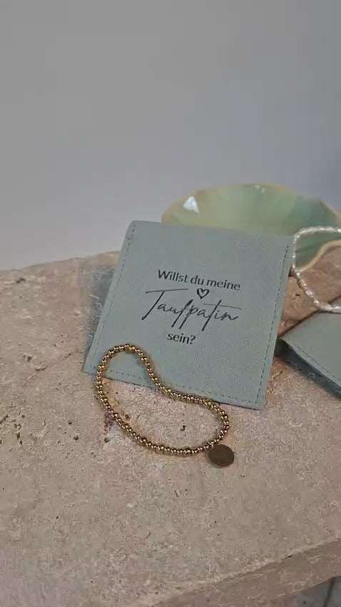 Süßwasserperlen Armband Trauzeugin fragen – Willst du meine Trauzeugin sein? Willst du mein Taufpate/in sein? Geschenkarmband mit Gravur-Plättchen, Perlenarmband Hochzeit