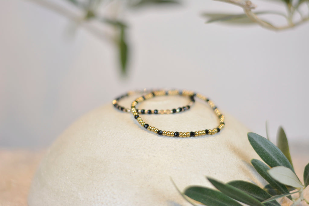Schmuckset 'Katja' schwarz-gold Perlenarmbänder