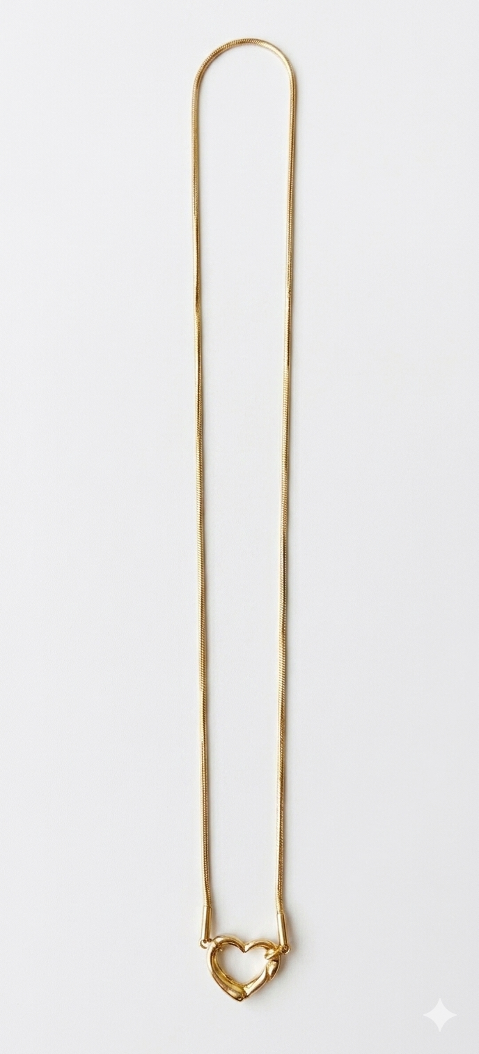 Elegante Schlangenhalskette endlos mit Herz-Karabiner