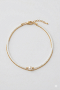 Fußkette in weiß-gold - Highlight ist eine Süßwasserperle