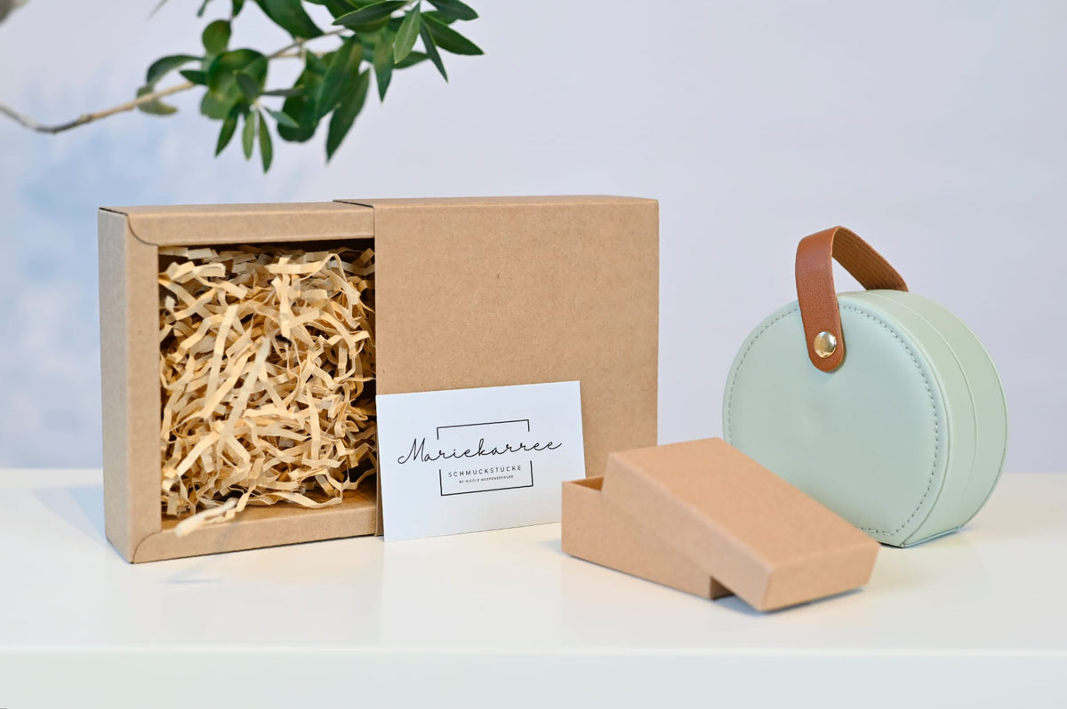 Schmuckbox mint salbei - für Ringe und Ketten - Reiseverpackung