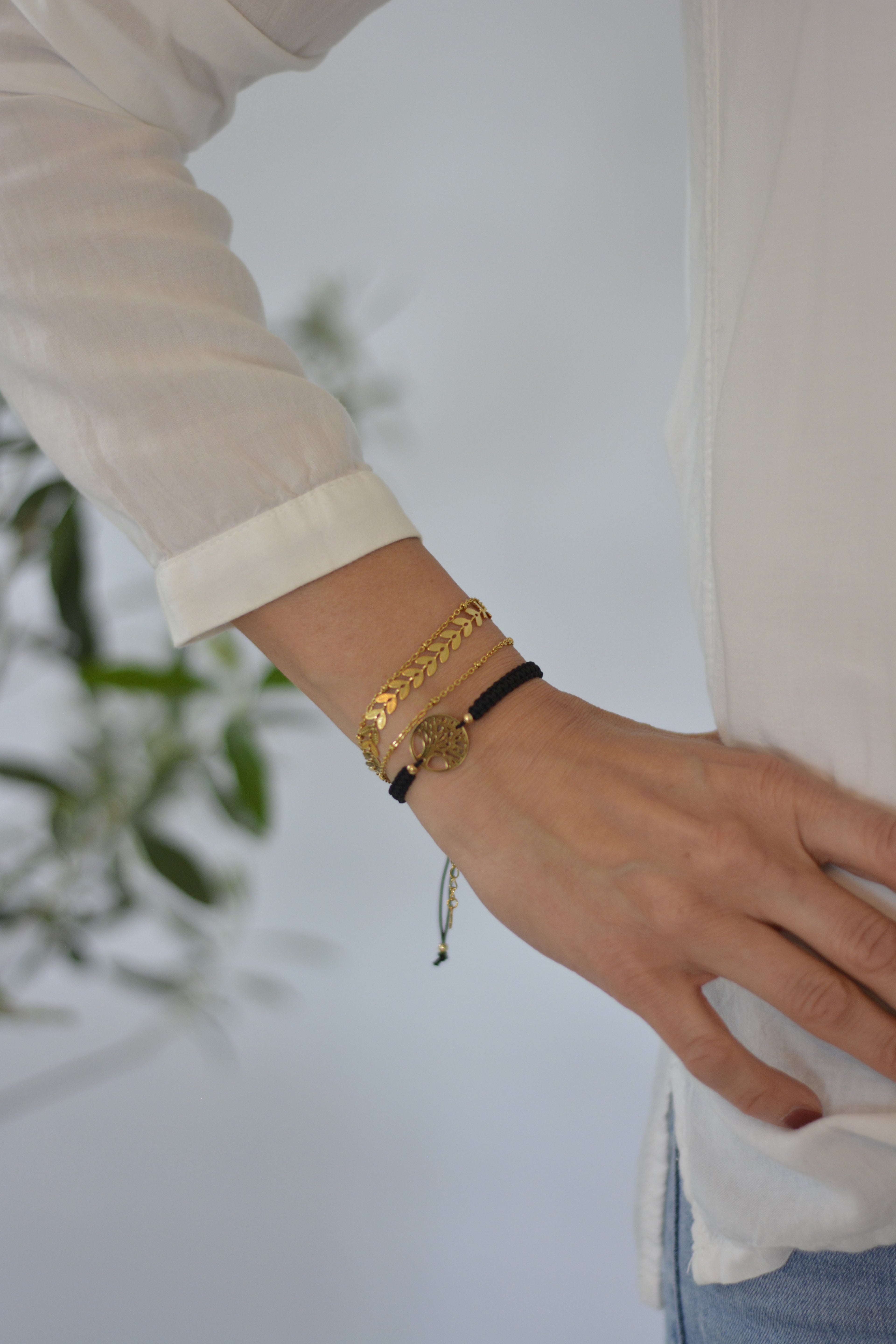 Makramee Lebensbaum Armband - handgemacht geflochten