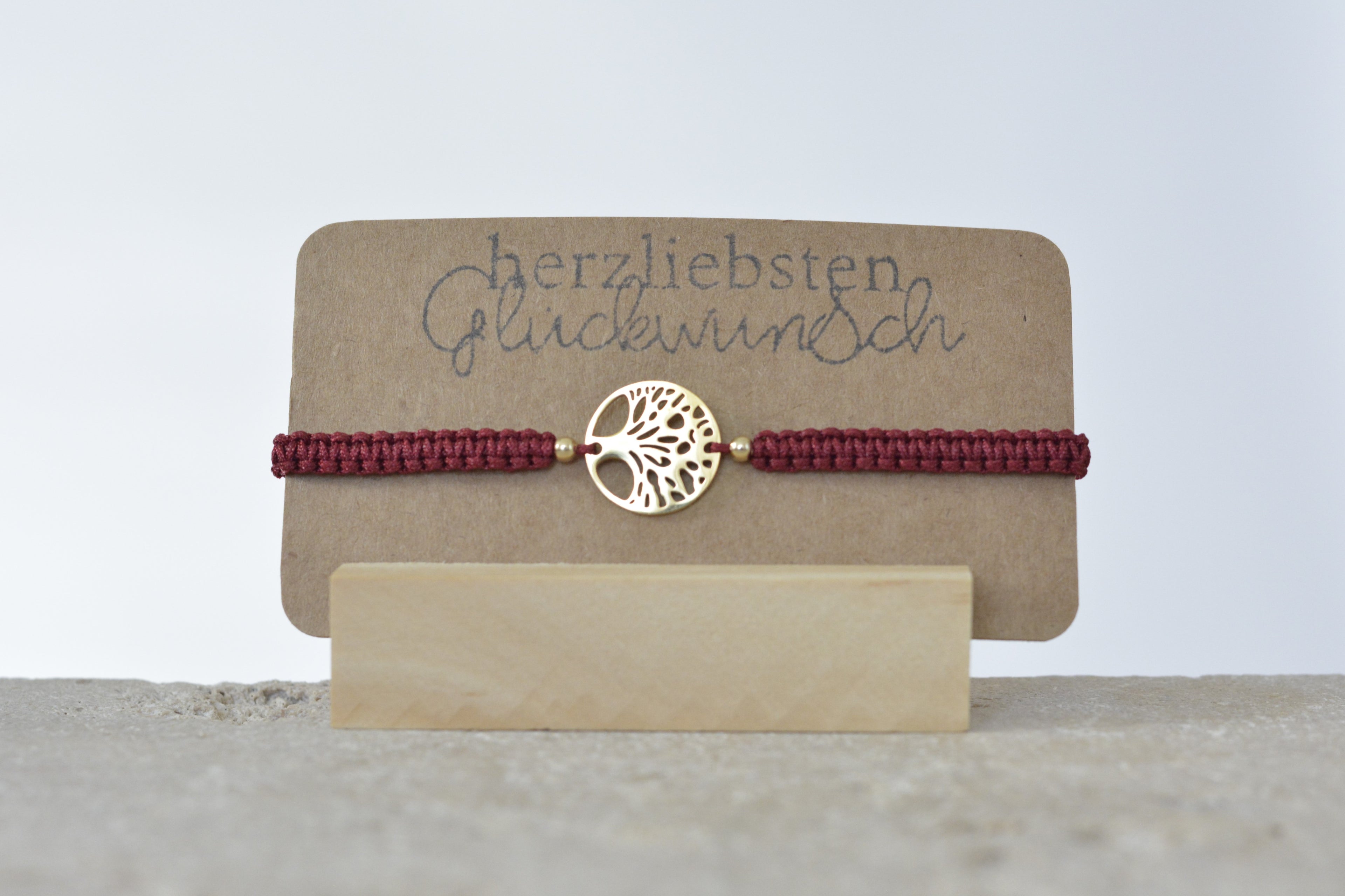 Makramee Lebensbaum Armband - handgemacht geflochten