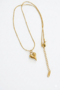 Goldene Gliederkette mit Herz-Anhänger, längenverstellbar, Edelstahl