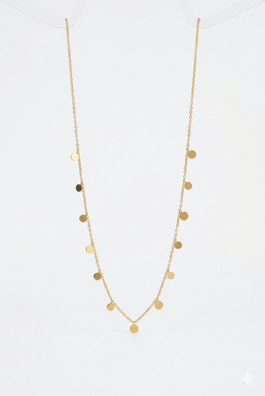 Layering Halskette mit goldenen Plättchen