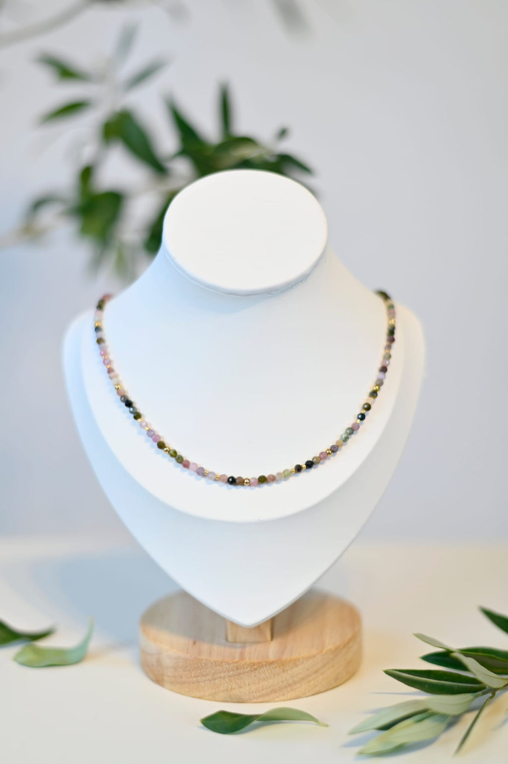 Schimmernde Turmalinoptik - Halskette gold bunt individuelle Kette