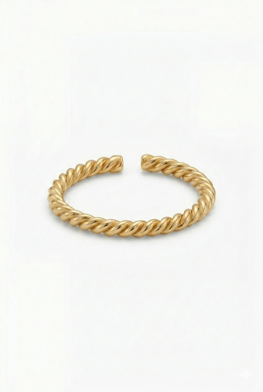 Goldener Twist-Ring (verstellbar) im Seil-Design