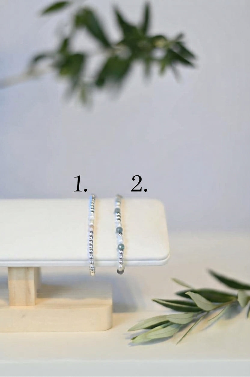Armbandset 'J' - silber/türkis mit Süßwasserperlen als Highlight