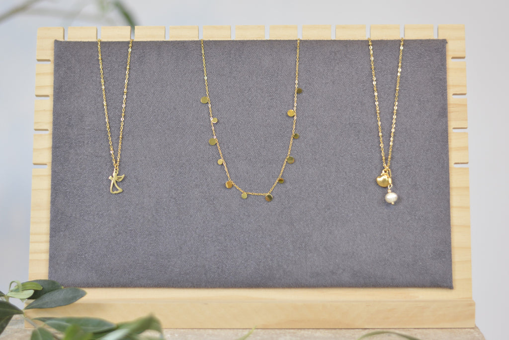 Layering Halskette mit goldenen Plättchen