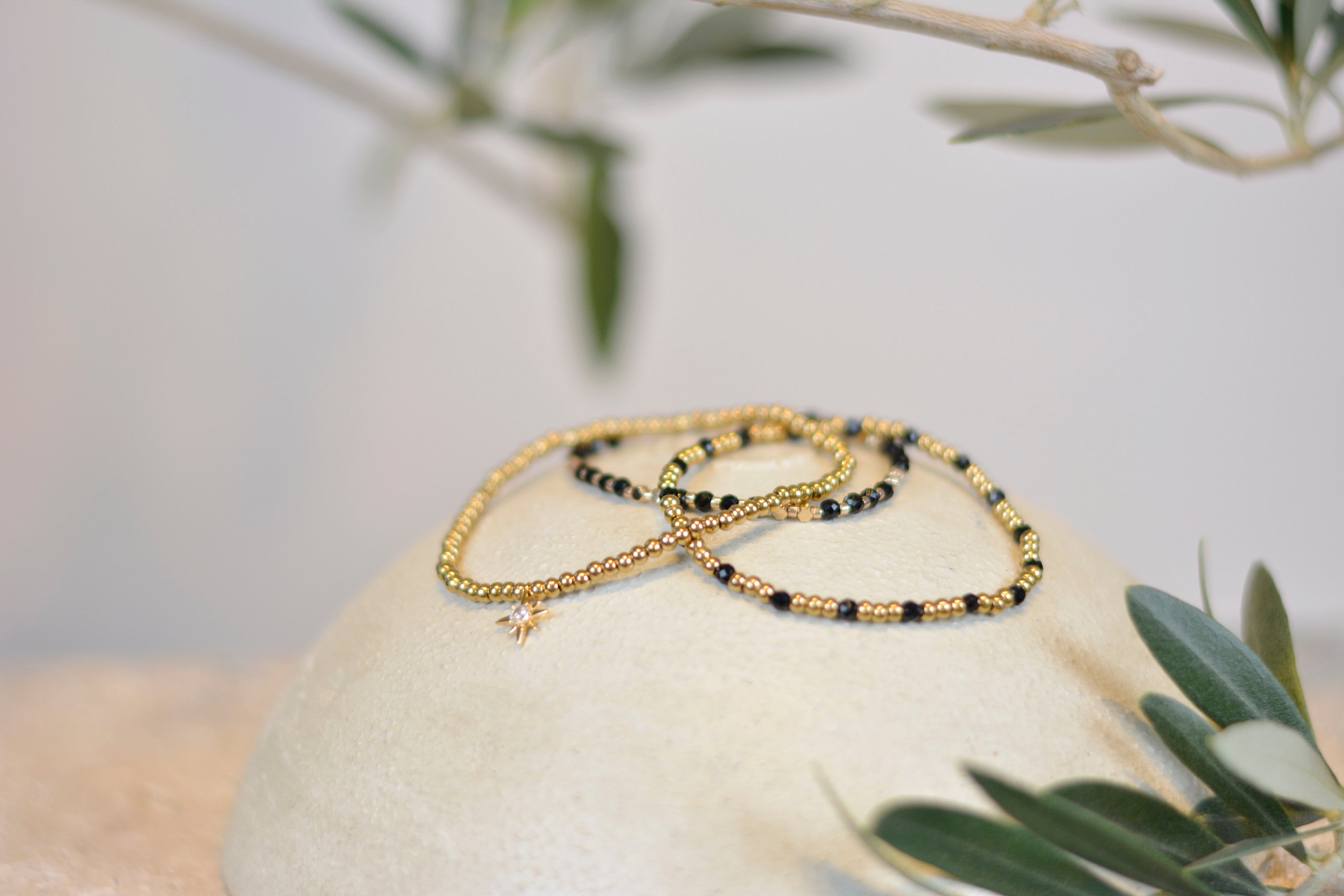 Schmuckset 'Katja' schwarz-gold Perlenarmbänder