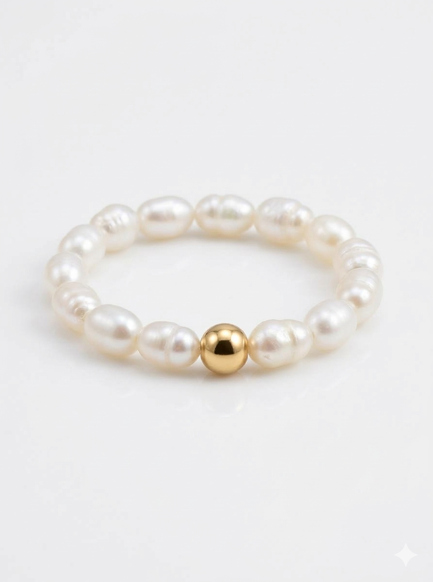 Dreiteiliges filigranes Süßwasserperlen-Set Kette, Armband & Ring