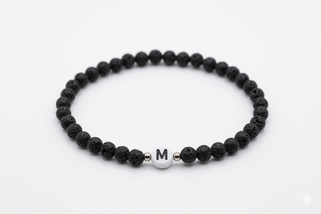 Lavaperlen‑Armband – personalisierbar mit Initialen