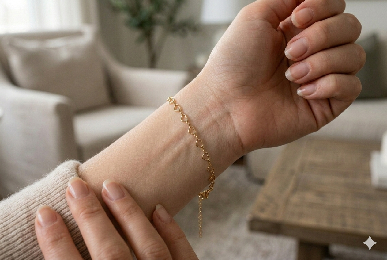 Goldenes Gliederarmband mit feinen Herz-Elementen