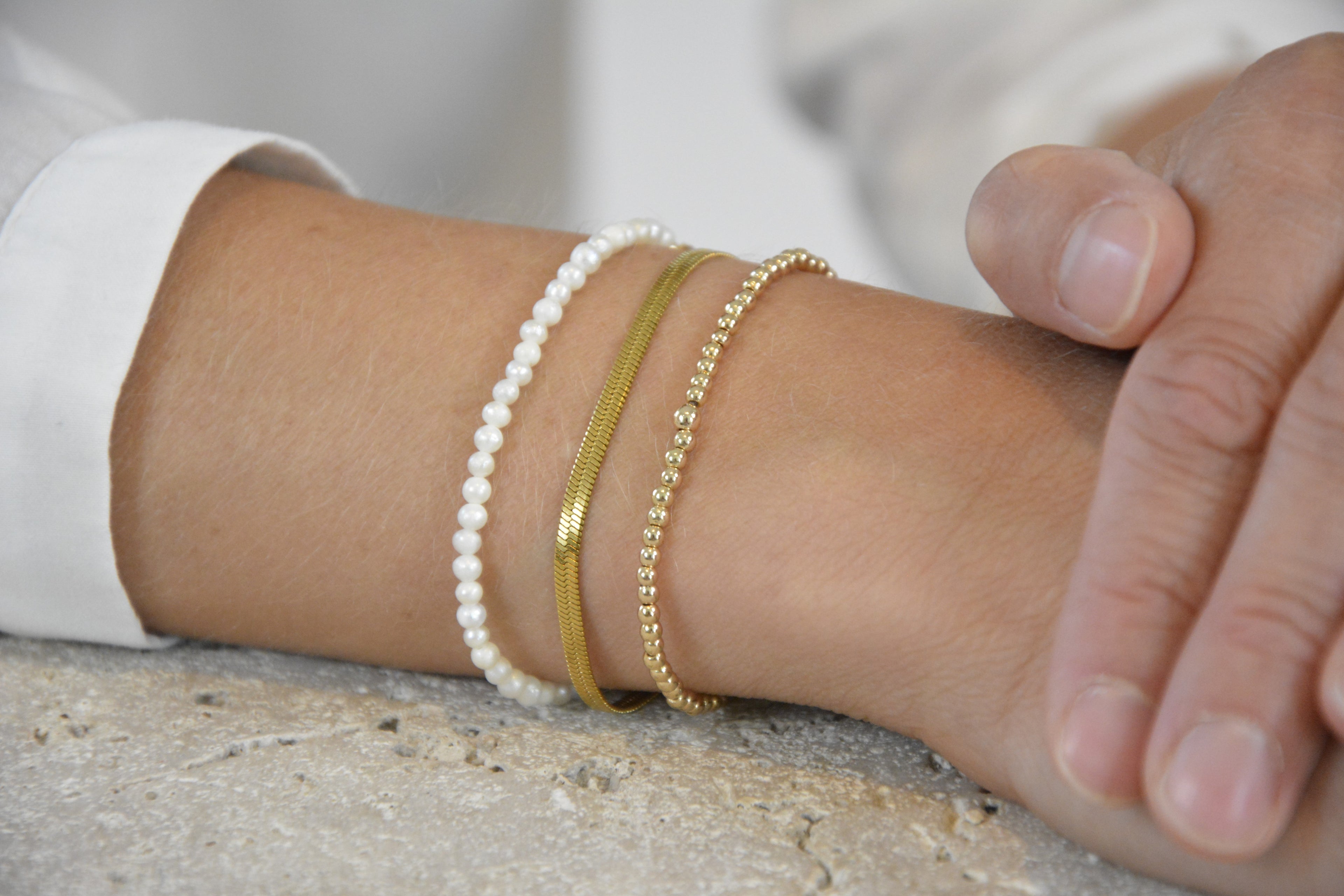 Armband Schlangenkette - gold wasserfest