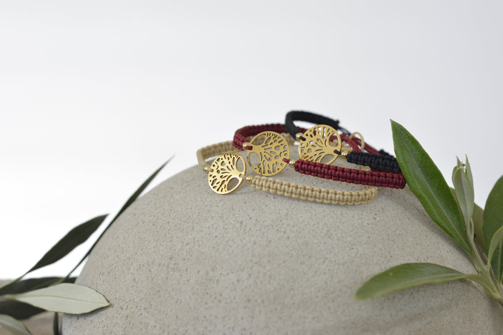 Makramee Lebensbaum Armband - handgemacht geflochten