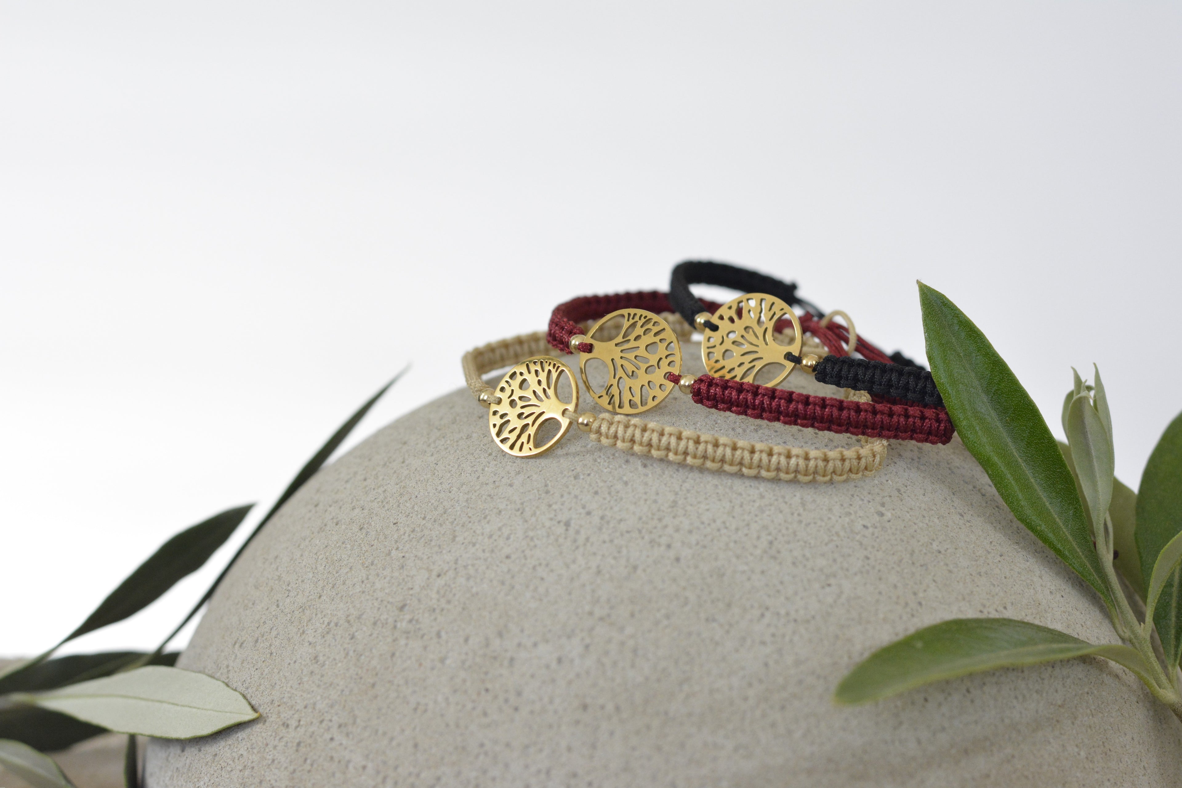 Makramee Lebensbaum Armband - handgemacht geflochten