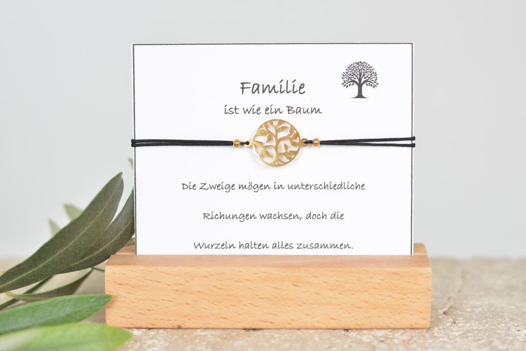Zartes Nylonband mit Lebensbaum Geschenk für Familie Schwester Mama oder beste Freundin passende Geschenkkarte Baum des Lebens Freundschaft