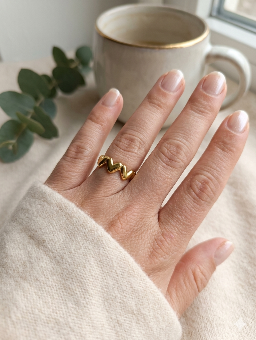 offener Herz Ring - Edelstahl wasserfest