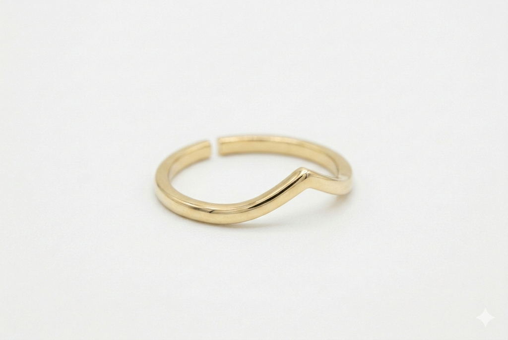 Elegant V-Form offener Edelstahlring