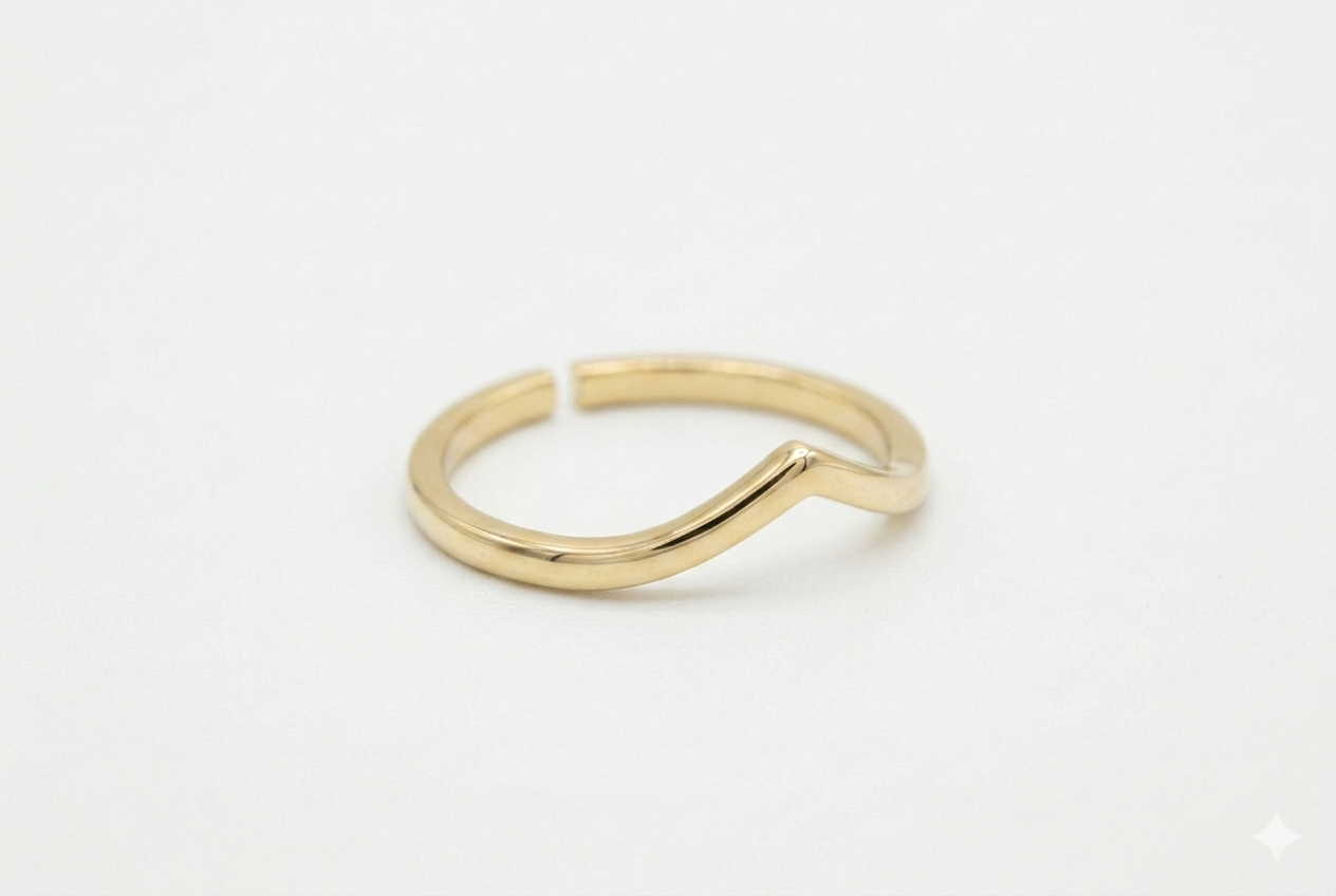 Elegant V-Form offener Edelstahlring