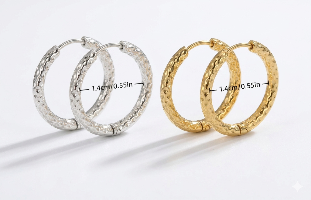 Moderne crushed Creolen - silber und gold