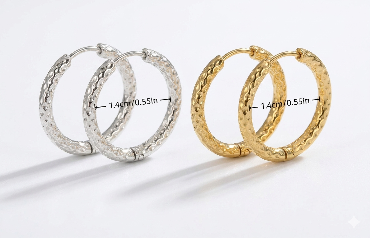 Moderne crushed Creolen - silber und gold