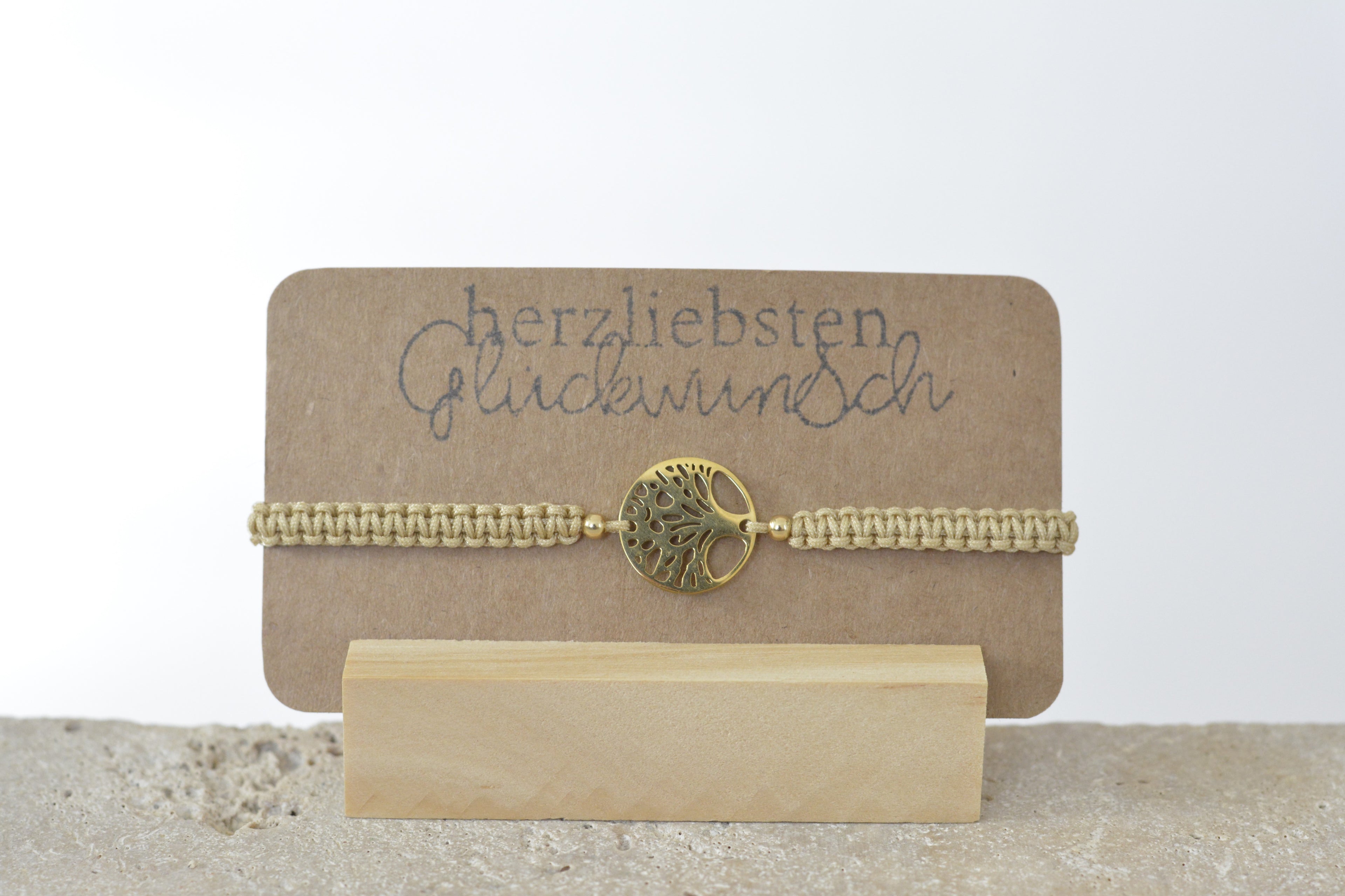 Makramee Lebensbaum Armband - handgemacht geflochten