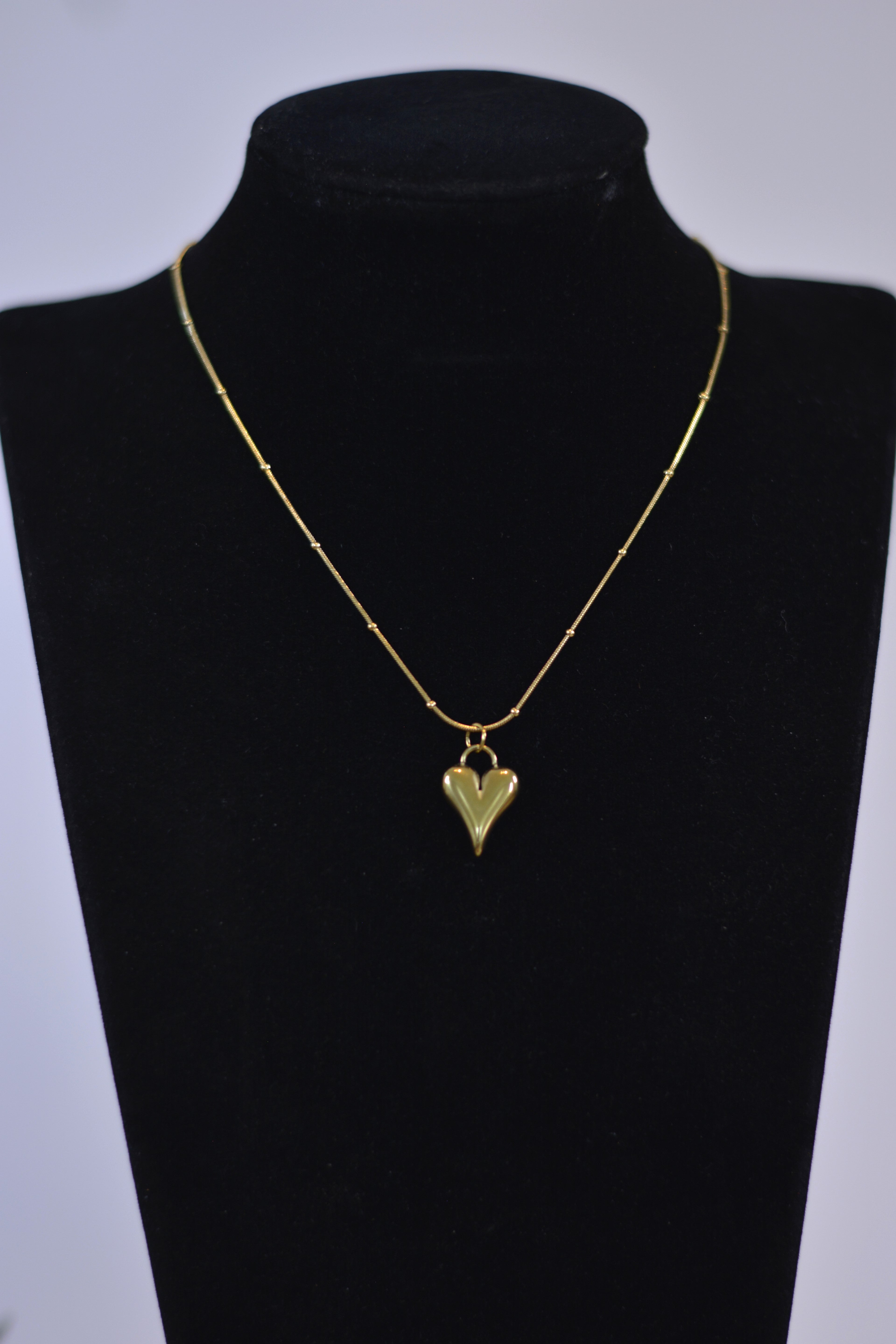 Goldene Gliederkette mit Herz-Anhänger, längenverstellbar, Edelstahl