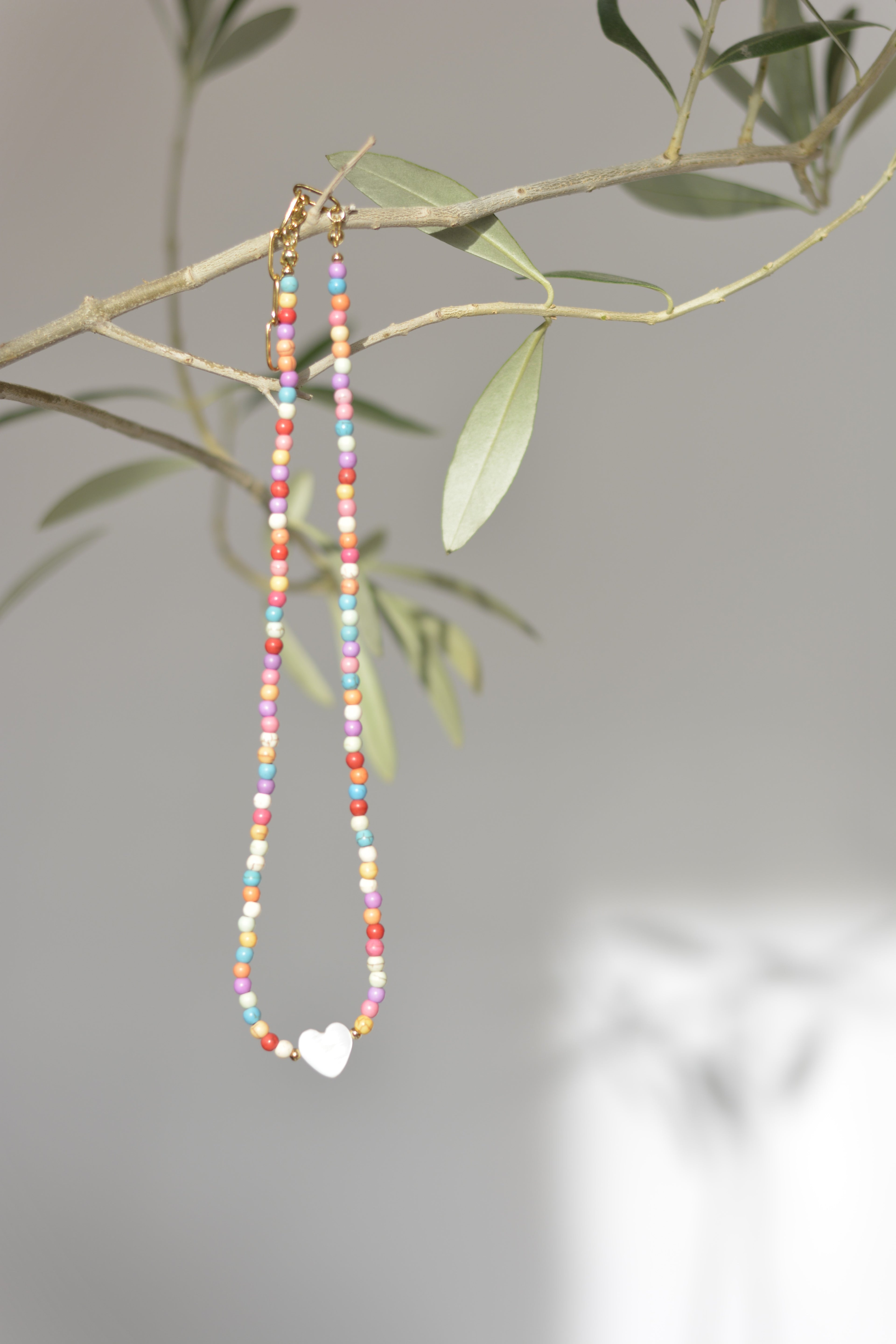 Sommerkette - bunte Steinperlen Initialien