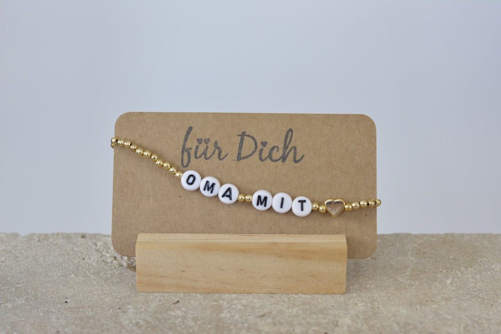 Geschenkarmband für Omas - Oma mit Herz - gold oder weiß