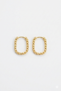 Goldene crushed Creolen in Oval-Form mit Rauten-Struktur