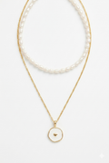 Layering-Halsketten-Set: Goldene Gliederkette mit Herz-Anhänger & Perlen-Choker