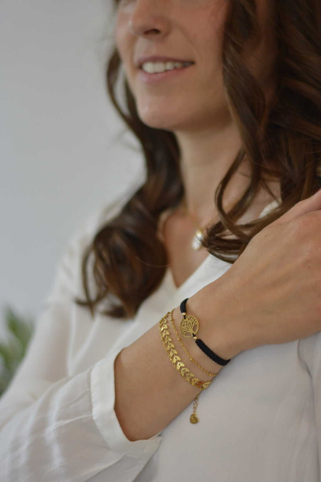 Gliederarmband floral - doppelt Edelstahl wasserfest
