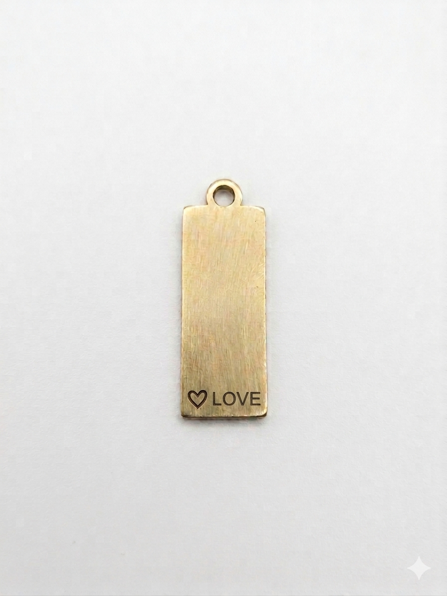 Personalisierbare Herzkette mit Gravur-Barren, Gold