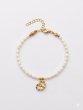 Perlenarmband Brezel Gold – Süßwasserperlenarmband mit Glitzer-Steinen