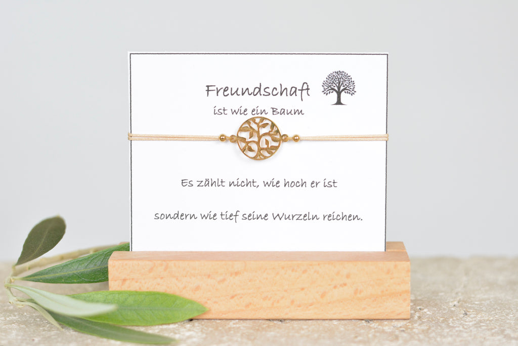 Zartes Nylonband mit Lebensbaum Geschenk für Familie Schwester Mama oder beste Freundin passende Geschenkkarte Baum des Lebens Freundschaft