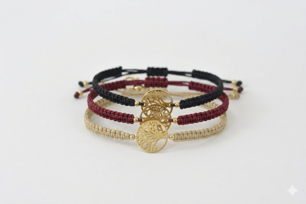 Makramee Lebensbaum Armband - handgemacht geflochten