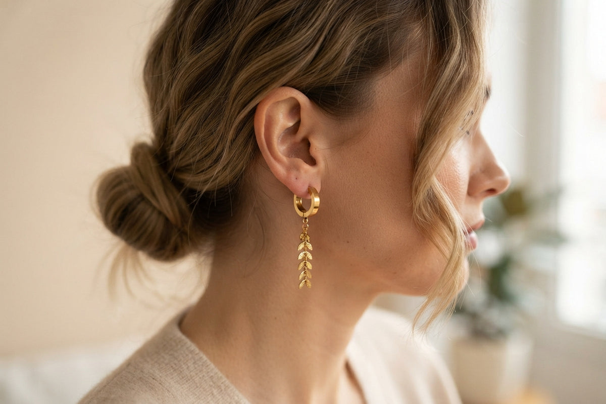 Creolen - hängend floral Gliederkette individuell, einzigartig