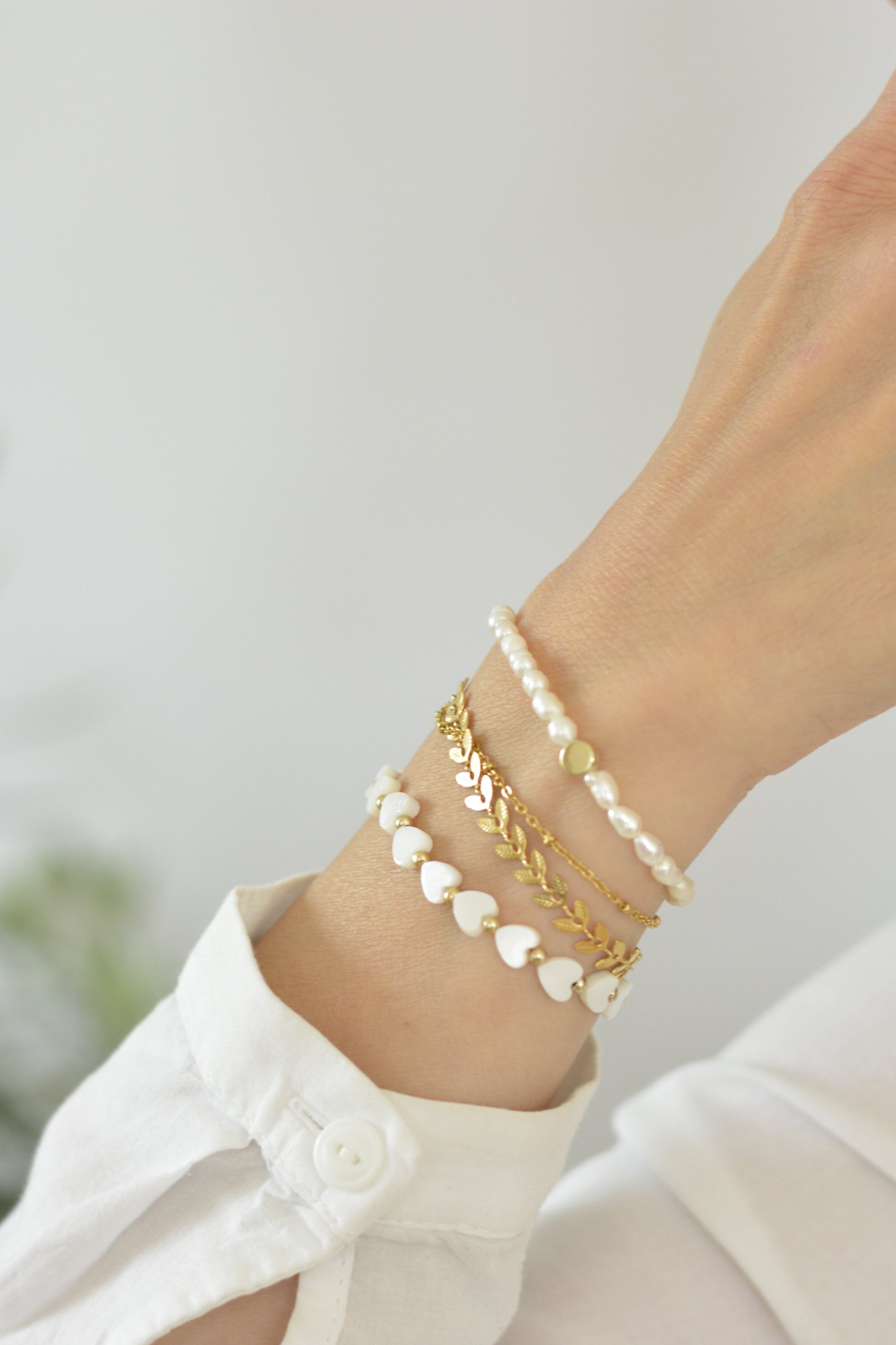 Gliederarmband floral - doppelt Edelstahl wasserfest