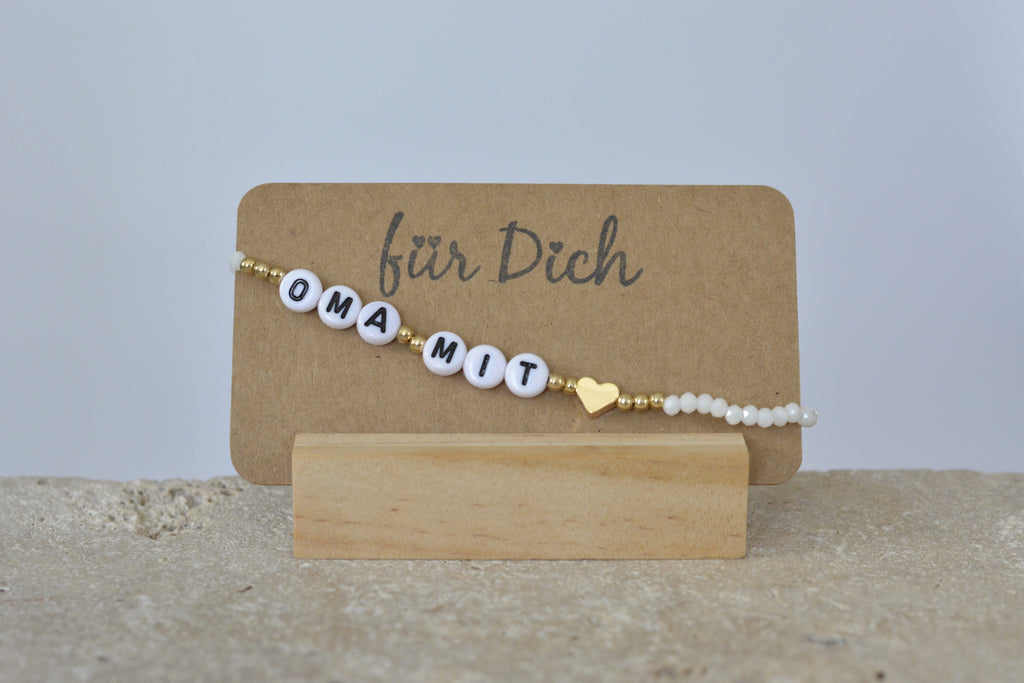 Geschenkarmband für Omas - Oma mit Herz - gold oder weiß