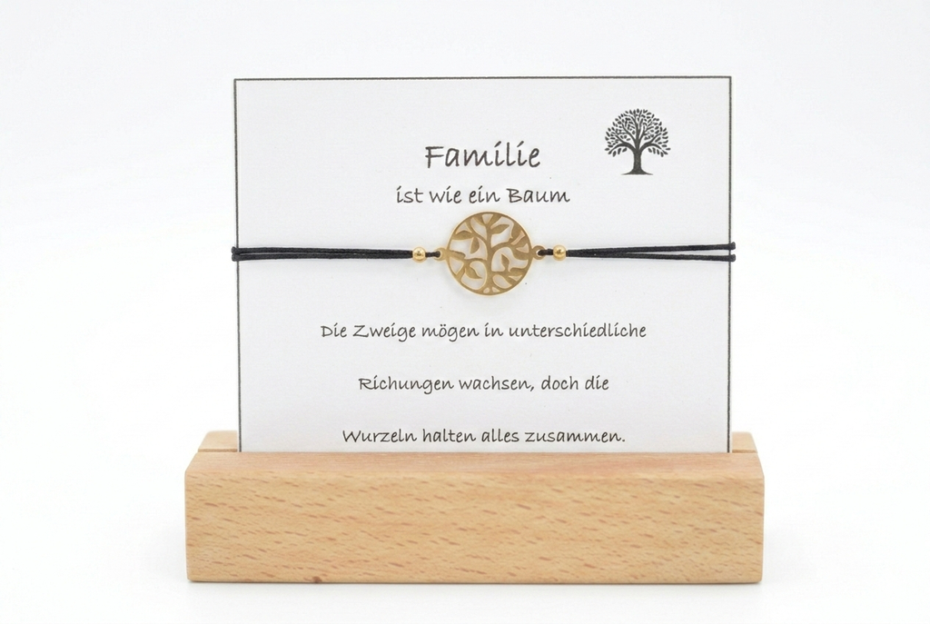 Zartes Nylonband mit Lebensbaum Geschenk für Familie Schwester Mama oder beste Freundin passende Geschenkkarte Baum des Lebens Freundschaft