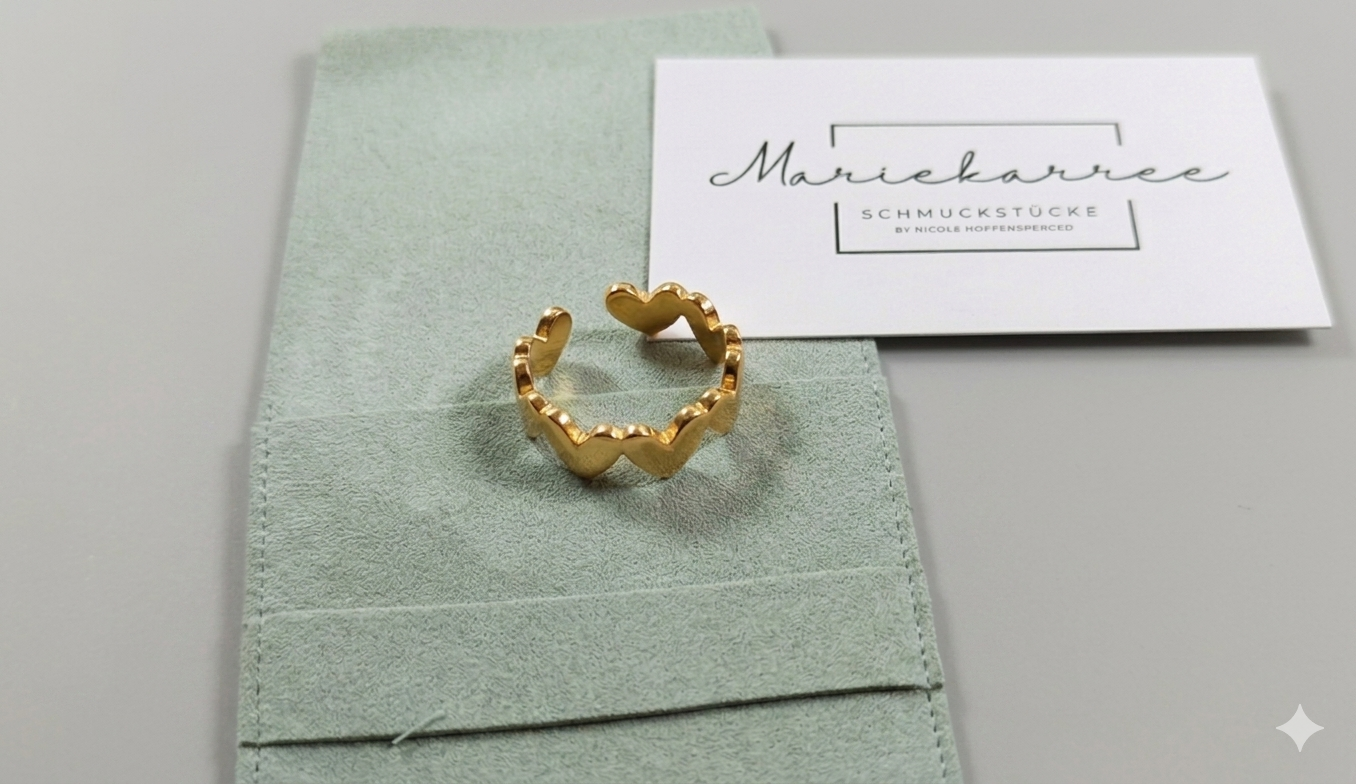offener Herz Ring - Edelstahl wasserfest