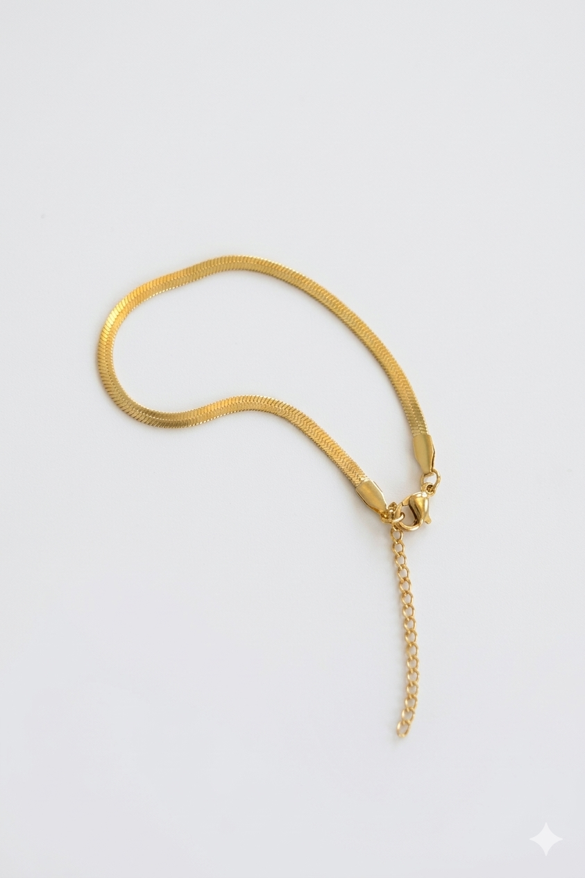 Elegantes Schlangenarmband in Gold – Flache Snake Chain, verstellbar