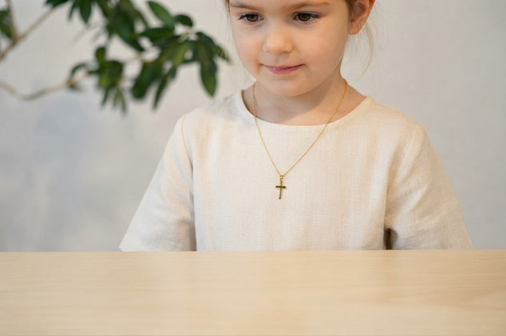Kinderkette/Halskette Kreuz - Geschenk Erstkommunion/Taufe/Glück/Gottes Segen